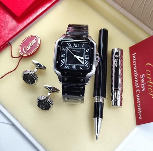 طقم قلم و ساعه وكبك كارتير