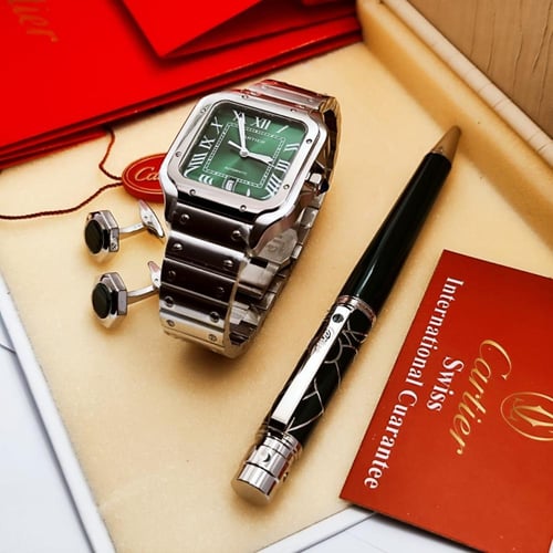 طقم قلم و ساعه وكبك كارتير
