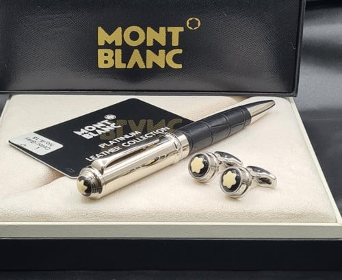 قلم وكبك شكسبير مونت بلانك فضي