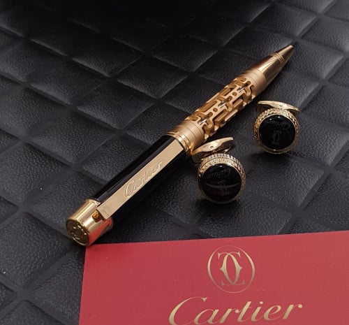 قلم وكبك كارتير ذهبي اسود