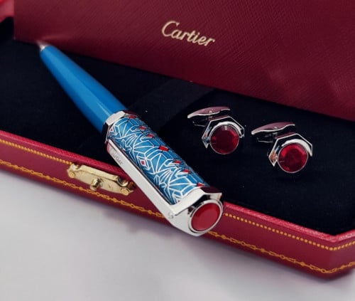 قلم وكبك كارتير ازرق كلاسيك