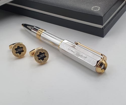 قلم وكبك مونت بلانك فضي 2023