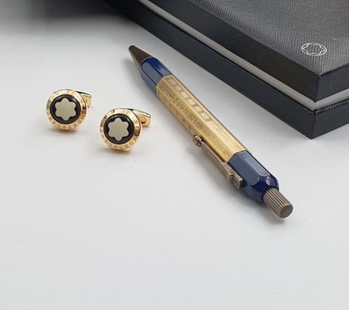 قلم وكبك مونت بلانك استل ستيل