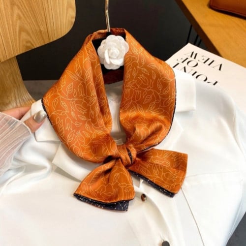 شال طويل بطباعة وجهين كحلي/برتقالي