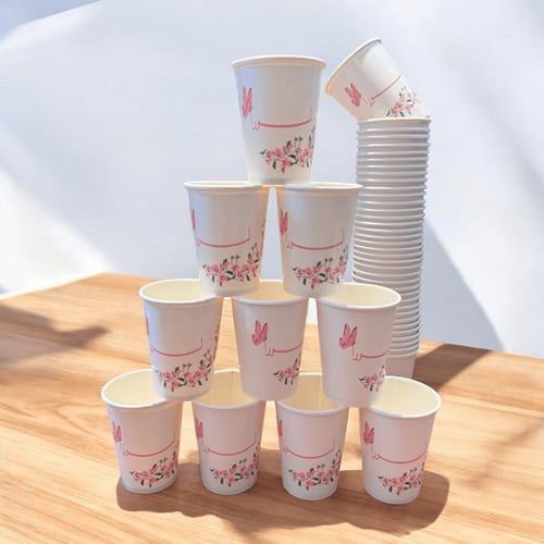 أكواب الشاي ورقية بطباعة (50) حبة