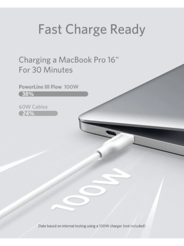 سلك شحن انكر باور لاين فلو تايب سي الى تايب سي 0.9...