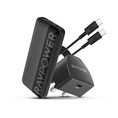 بكج شحن راف باور 10000mAh + كيبل Type-C + شاحن جدا...