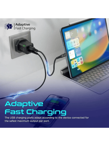 بروميت شاحن حائطي 25 واط بمنفذي(USB+TYPE C) _أسود