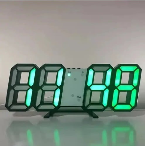 ساعة رقمية ثلاثية الأبعاد LED مع منبة