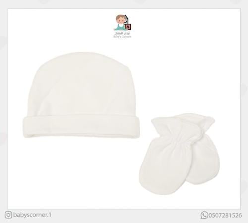 قبعة مع قفازات للمواليد قطن ١٠٠٪
