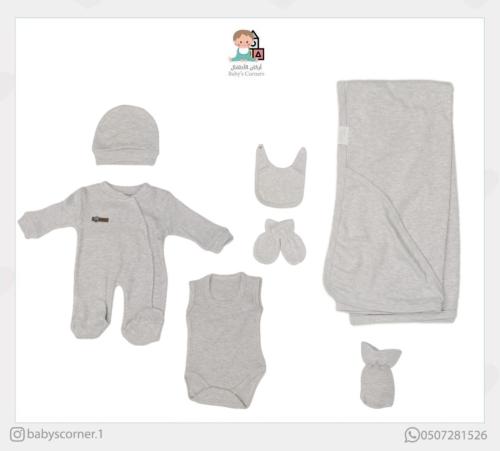 طقم مواليد تركي مكون من ٧ قطع قطن ١٠٠٪