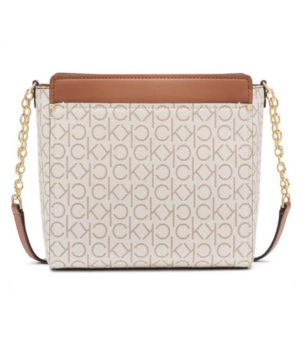 شنطة calvin klein بيج/كراميل كروس بسحاب علوي بتوقي...