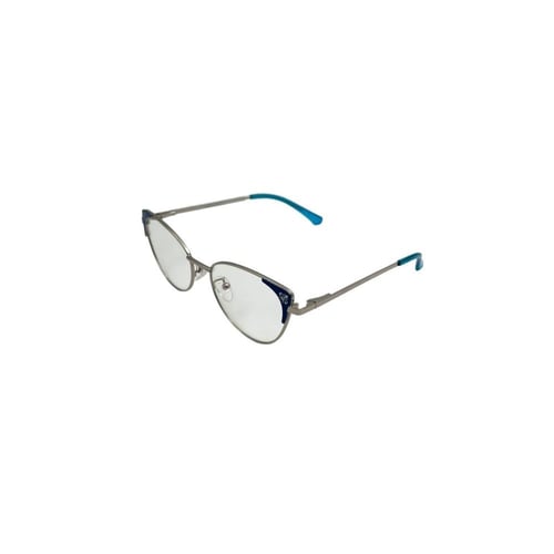 نظارة طبية نسائية بتصميم كات آي اطار معدني لون ازر...