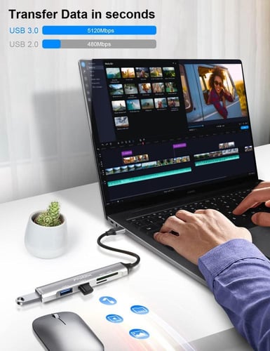 5 في 2 مع قارئ ذاكرة HUB 2USB