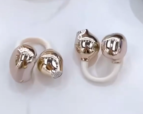 Bluetooth headphones gold color over the ear