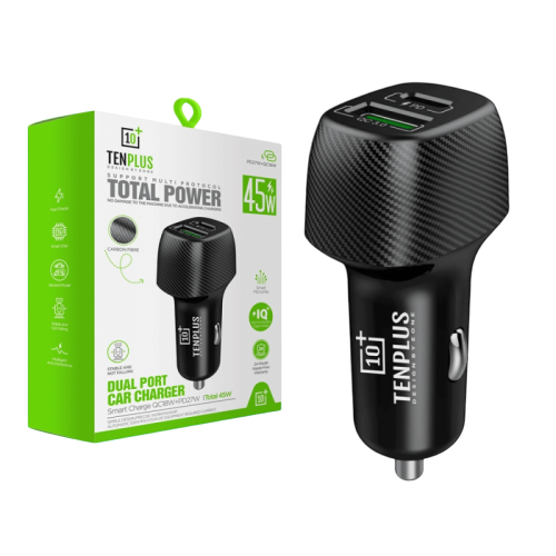 فيش سيارة 45W بمنفذين شحن من شركة Ten Plus