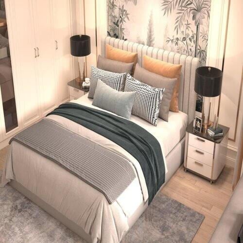 سرير Senso | سرير كابتونيه مربعات منجد من المخمل ا...