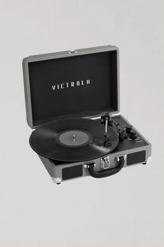 مشغل اسطوانات Victrola رمادي/اسود.