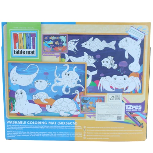 بساط تلوين للاطفال قطعتين قابل للغسل