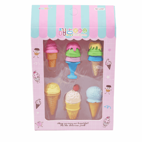 مجموعة محايات حلويات وآيسكريم ملونة