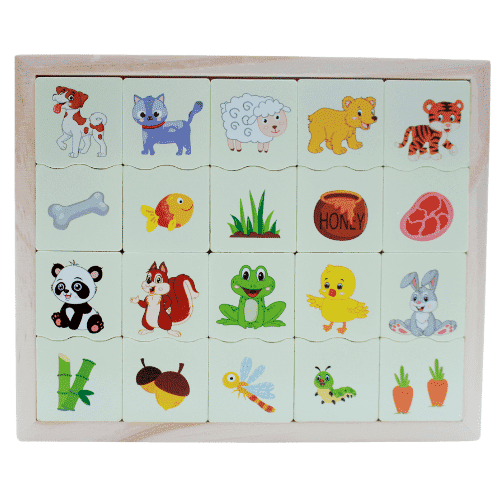 لعبة بزل خشبية الحيوانات و الطعام