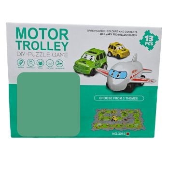 لعبة مسار سيارات مكونة من 13 قطعة مع سيارة تعمل با...