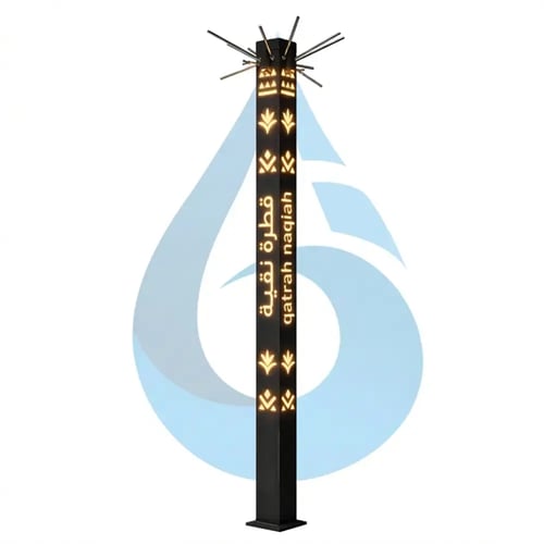 عامود ضباب حديد مربع أسود 12 نزل 2 متر مضيئ LED بش...