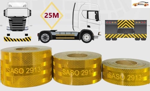 شريط SASO - لاصق عاكس فحص للسيارات - 25 متر