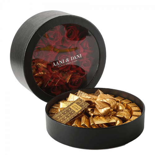 علبة شوكولاتة بالورد - دائري