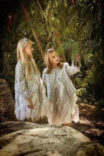 فستان رمادي مع جاكيت 2-10 سنوات