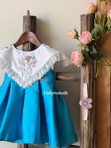 فستان ازرق من 9_12 شهر الى 4 سنوات