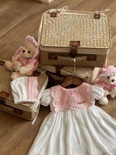 فستان اوف وايت مع القبعة من 3 شهور الى 1 سنة