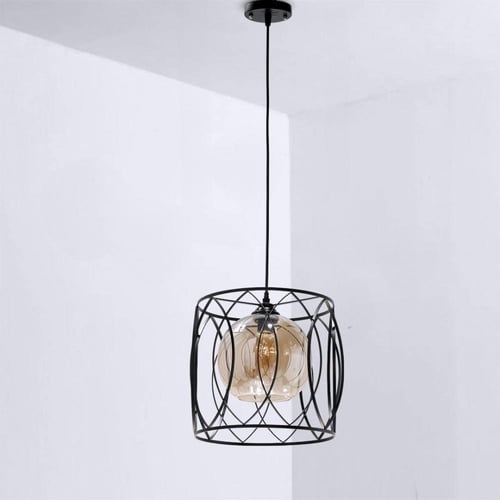 اضاءة علاقي اسود حديد مع قزاز عسلي