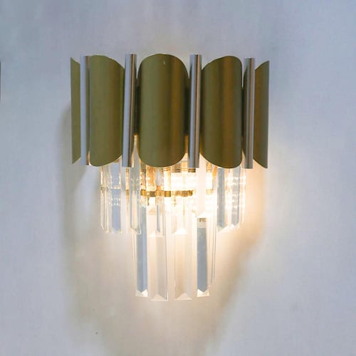 انارة جدارية كريستال باللون الذهبي والفضي