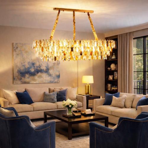 ثريا مستطيل صفائح ذهبية لامع