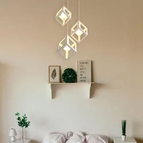 اضاءة علاقي مودرن مكعب ثلاثي أبيض