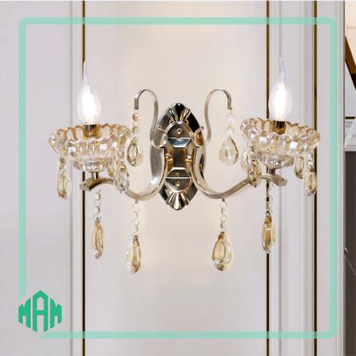 انارة جدارية كريستال شموع عسلي