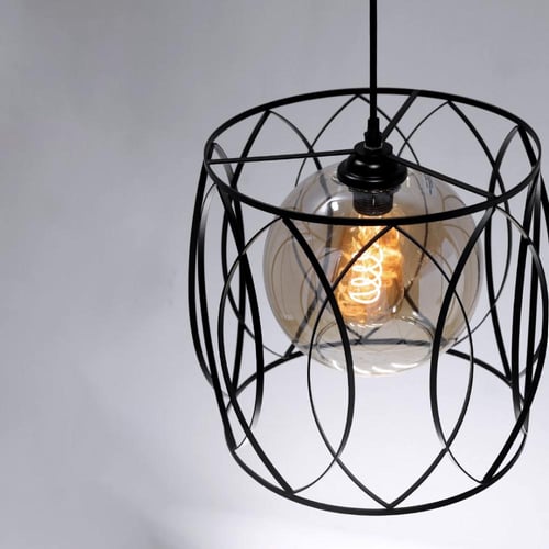 اضاءة علاقي اسود حديد مع قزاز عسلي