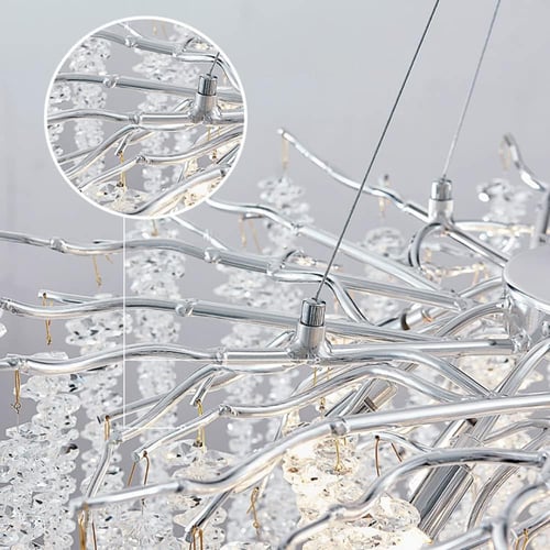 ثريا مودرن بتصميم حصري باللون الفضي حجم 200 سم