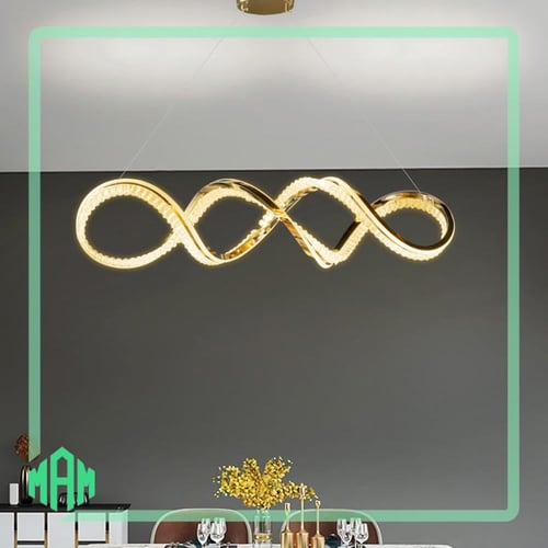 اضاءة معلقة الذهبي لامع بثلاثة ألوان لأجواء مثالية