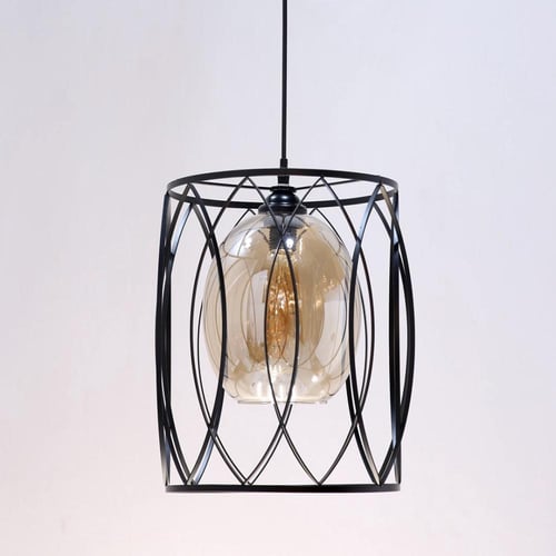 اضاءة علاقي اسود حديد مع قزاز عسلي