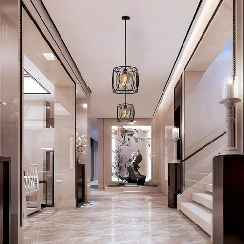 اضاءة علاقي اسود حديد مع قزاز عسلي