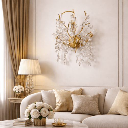 انارة جدارية بستايل الاوروبي اللون الذهبي