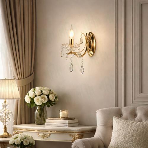 انارة جداري كلاسيك شموع كريستال مفرد