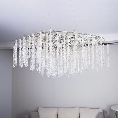 ثريا مودرن بتصميم حصري باللون الفضي حجم 120 سم