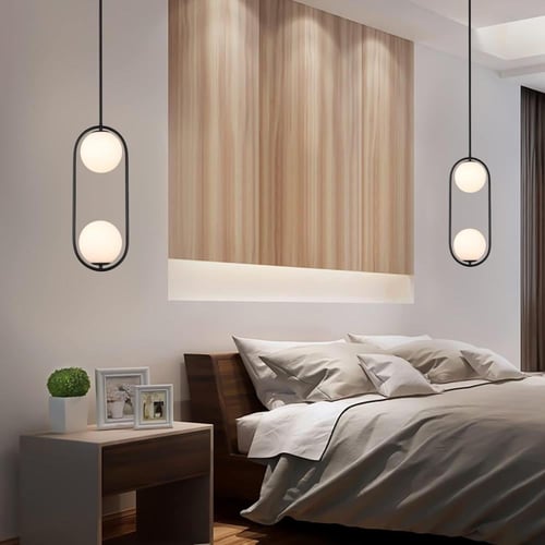 علاقي مودرن الاسود بــ 2 كورة زجاج ابيض ثلجي