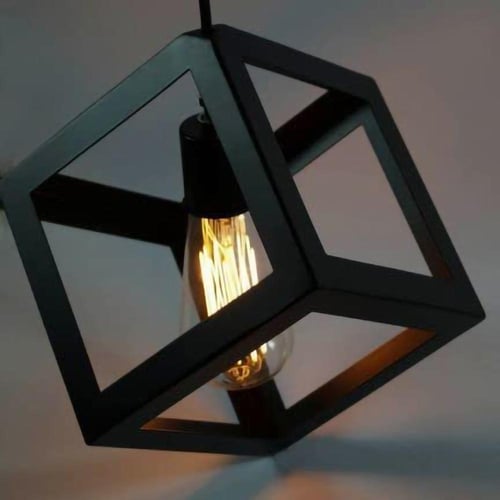 انارة علاقي مودرن مكعب اسود مفرد