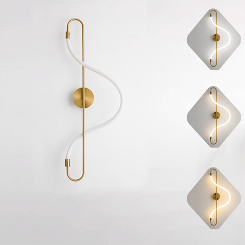 اضاءة جدارية ليد ذهبي بثلاث اضاءة بتصميم حديث