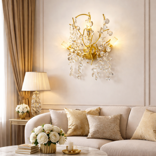 انارة جدارية بستايل الاوروبي اللون الذهبي