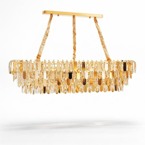 ثريا مستطيل صفائح ذهبية لامع